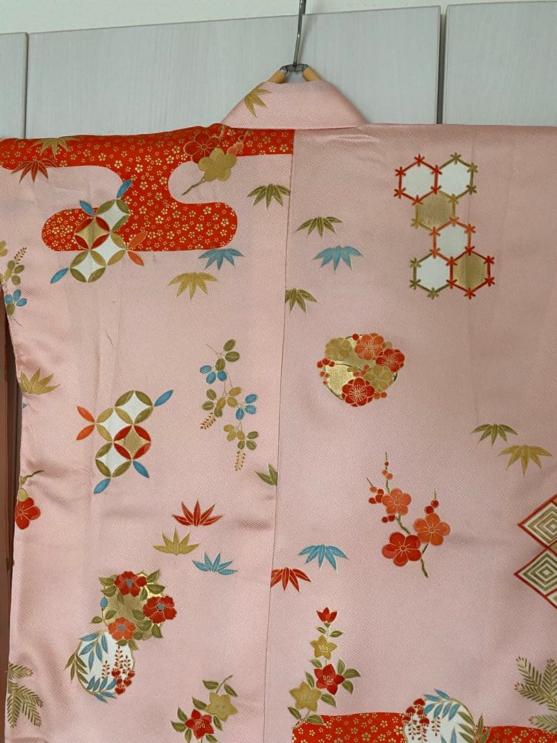 京都　志ま髙　3歳七五三　正絹　綸子地　お着物