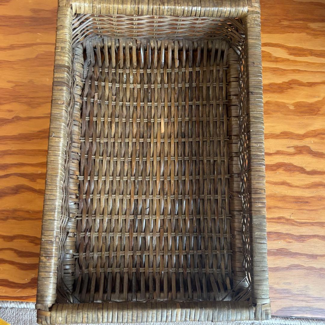 昭和レトロ 籐製 ハンガーラック 収納付き ヴィンテージ アンティーク調