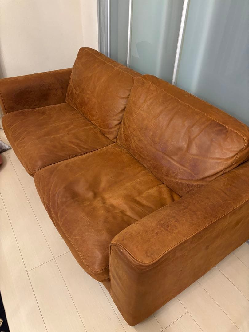 ブラウン レザー 3人掛けソファ