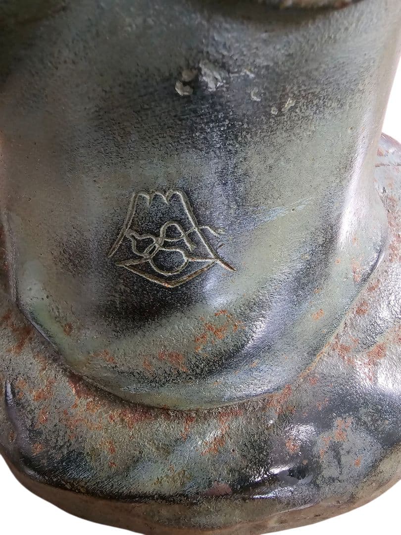 慈母観音菩薩 古美術品 鉄製 刻印あり 仏像 鋳物 高さ53cm 観音立像