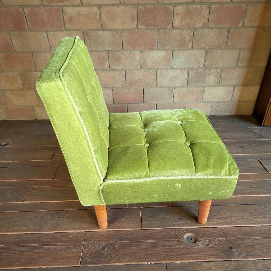 1人掛け ローソファ グリーン ファブリックチェア