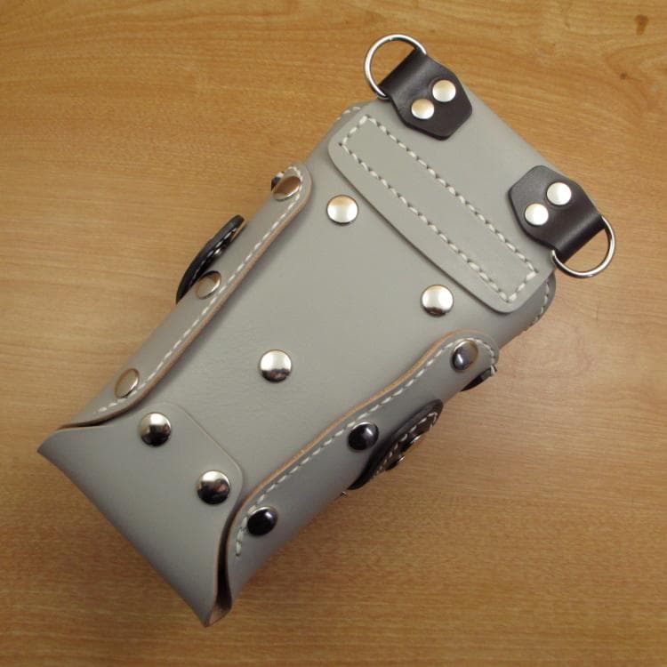 ライトグレー＆ブラック　６丁差し　本革シザーケース　SCA-223/CHA