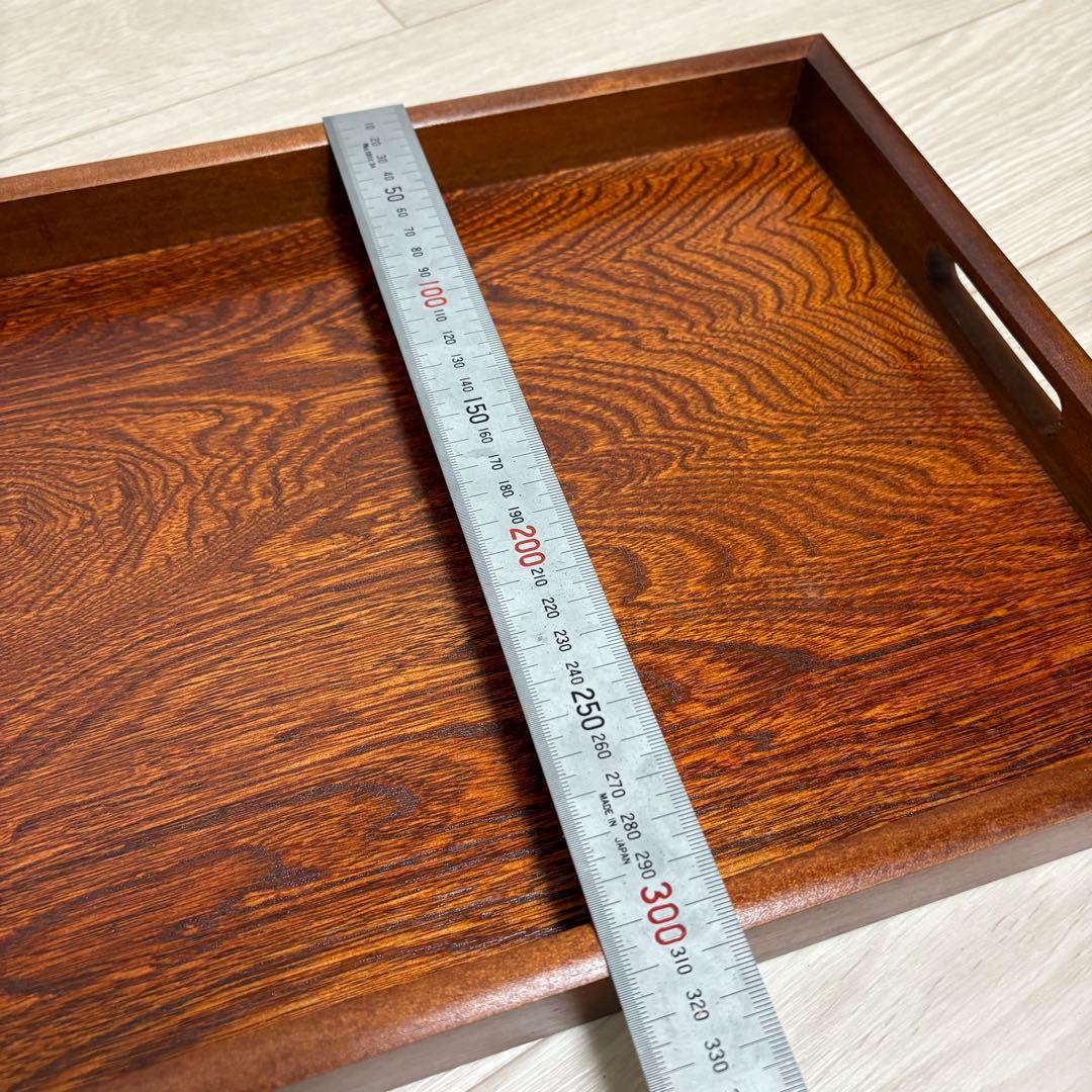 新品　欅　欅盆　木製　トレー　お盆　持ち手付き　長盆　大盆　長手盆
