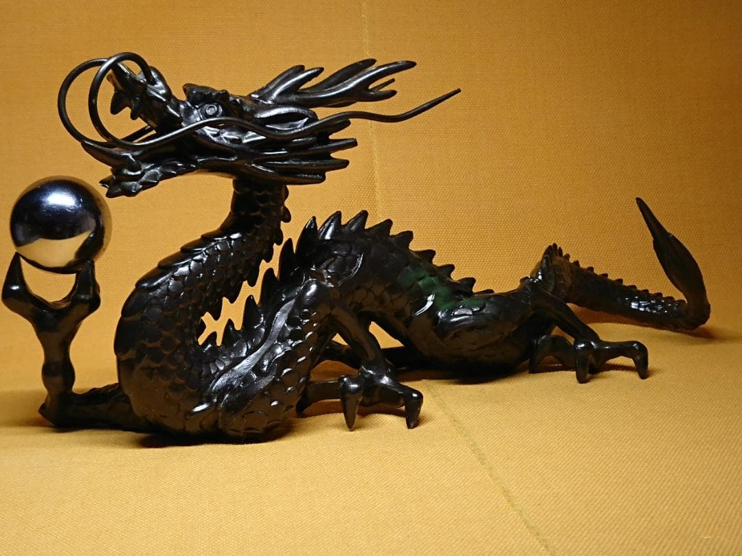 【美品】龍　金属　オブジェ　置物　インテリア　工芸品　美術品　A3254