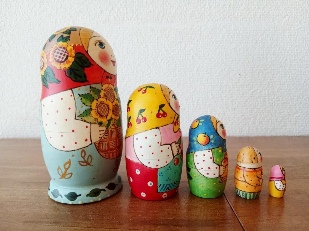 【LYH156】北欧ロシア雑貨 リューバ作のマトリョーシカ　ひまわり