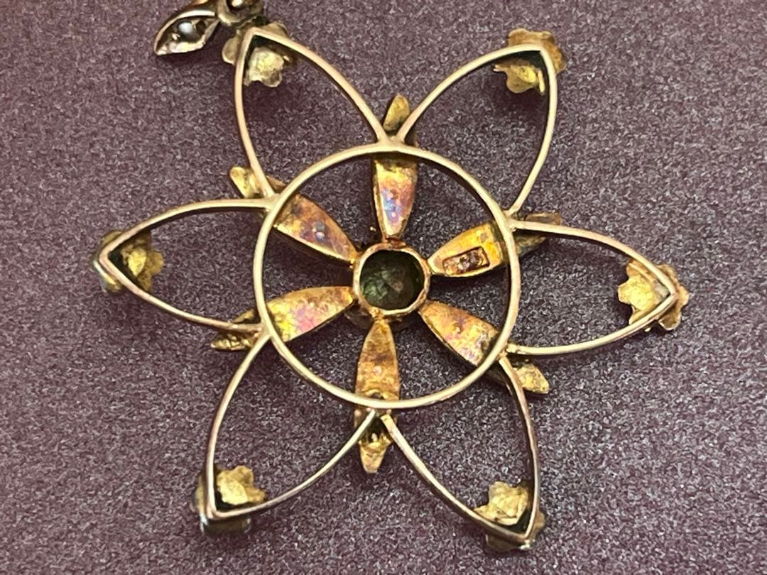 ★早い者勝ち★ 英国 ヴィクトリアン ペリドット ペンダント 9金 シードパール