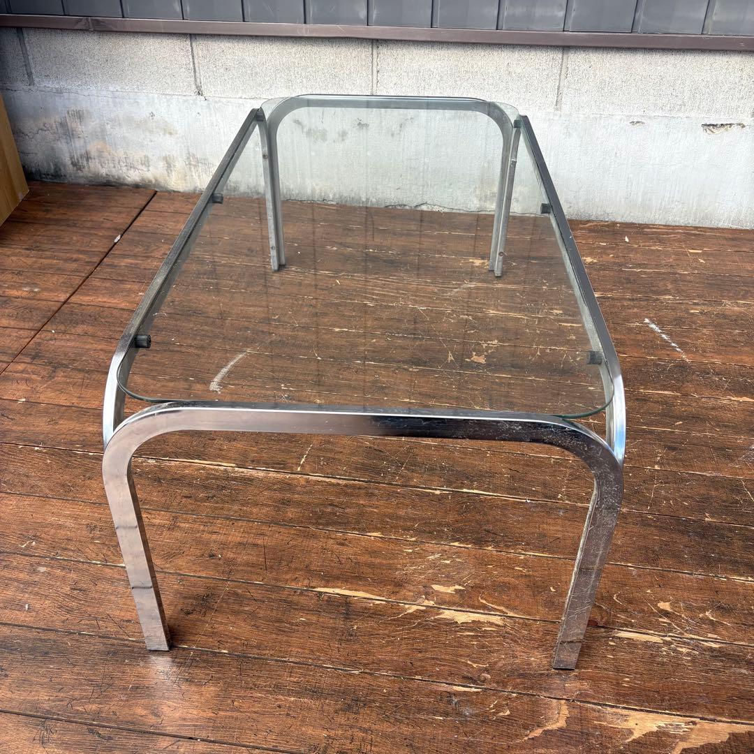 B壁 ミッドセンチュリー アイアンフレーム センターテーブル ガラステーブル