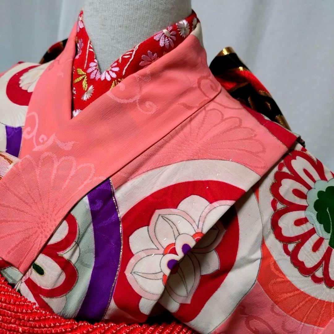 七五三　7歳　アンティーク正絹着物　正絹袋帯　長襦袢　小物セット