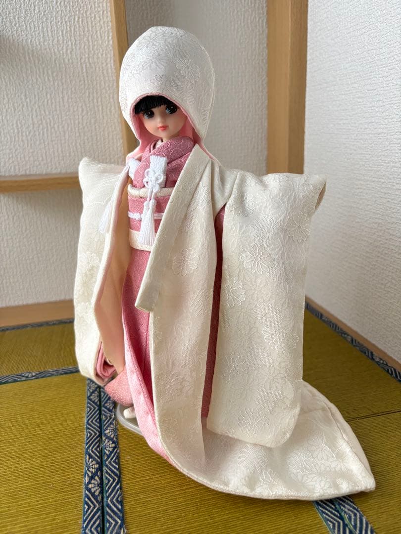 22cmドール 花嫁衣装 桃色×白無垢 正絹