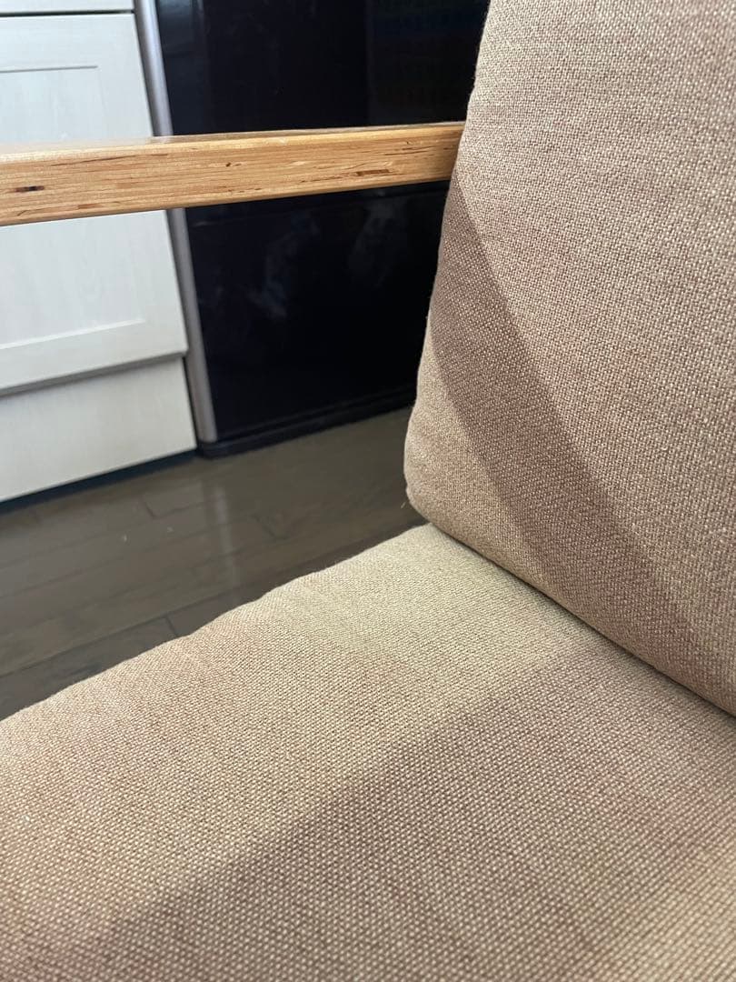 無印良品　リビングでもダイニングでも使えるソファチェア　ベージュ　アームチェア