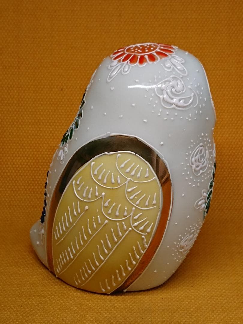 フクロウ　梟　九谷　陶器　オブジェ　置物　インテリア　工芸品　美術品　A1233