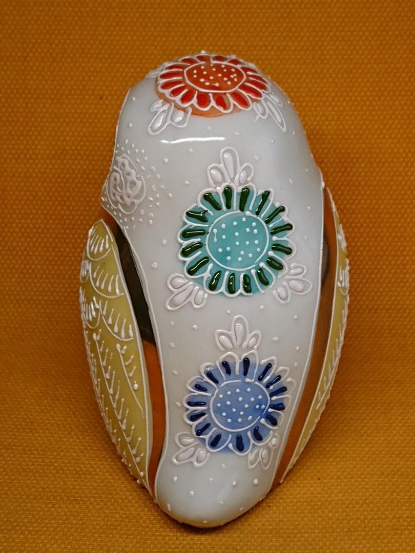 フクロウ　梟　九谷　陶器　オブジェ　置物　インテリア　工芸品　美術品　A1233