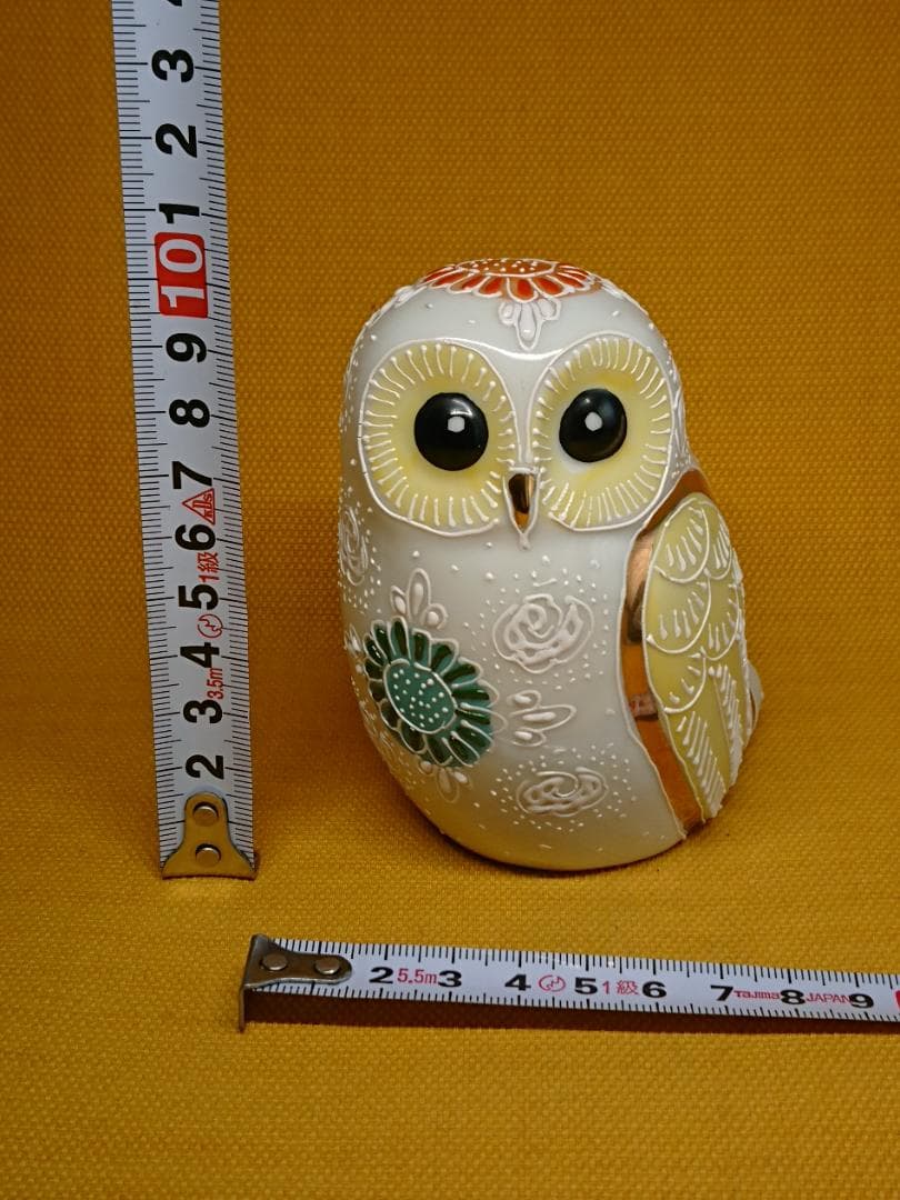 フクロウ　梟　九谷　陶器　オブジェ　置物　インテリア　工芸品　美術品　A1233