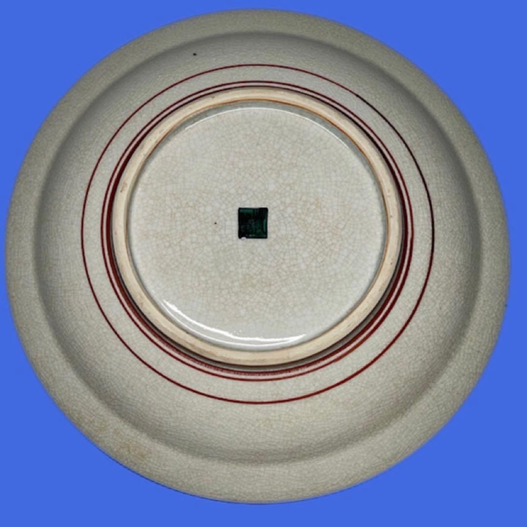 大根草路作 九谷焼 額皿 31cm 色絵雑絵 共箱付 送込