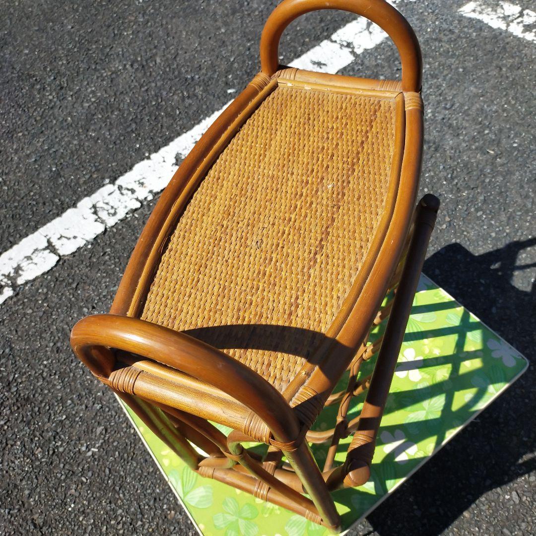 昭和レトロ・ラタン・籐・マガジンラック・フラワースタンド・飾り台
