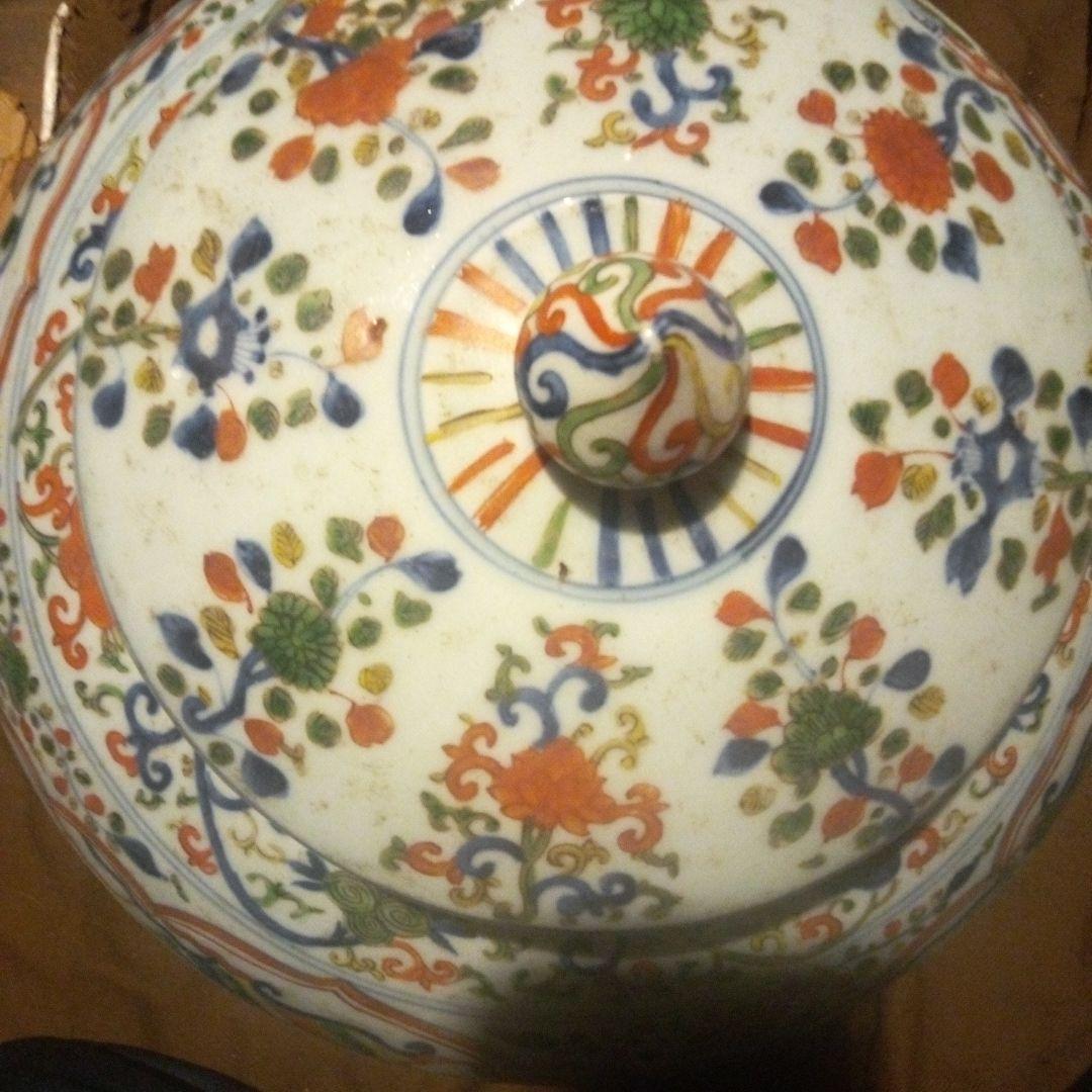 中国陶磁器 明萬歴赤絵 蓋付き大壺 - メルカリ