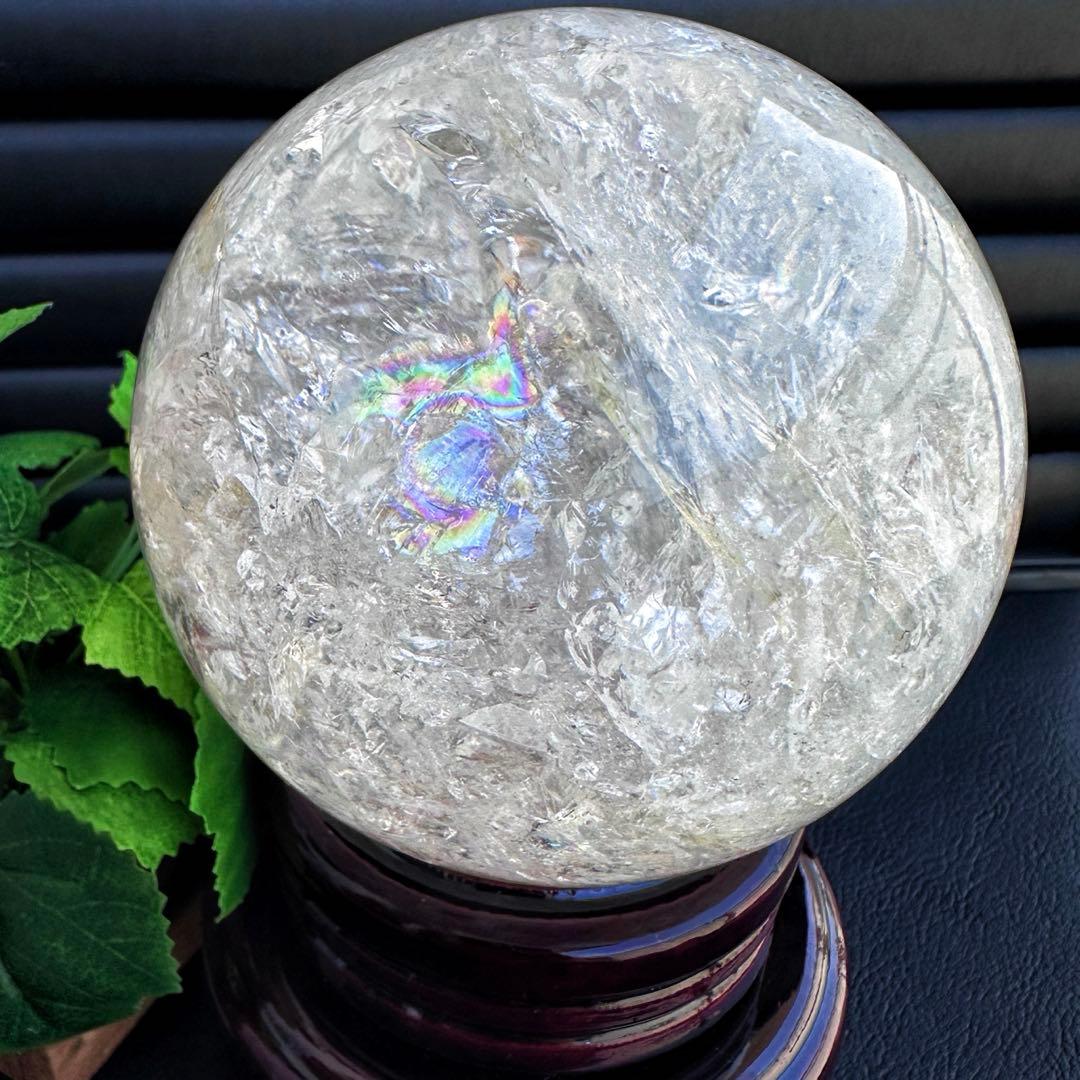 爆レア❗️アゼツライト☆レインボー☆ヒマラヤ水晶 丸玉☆虹☆パワー浄化A1561