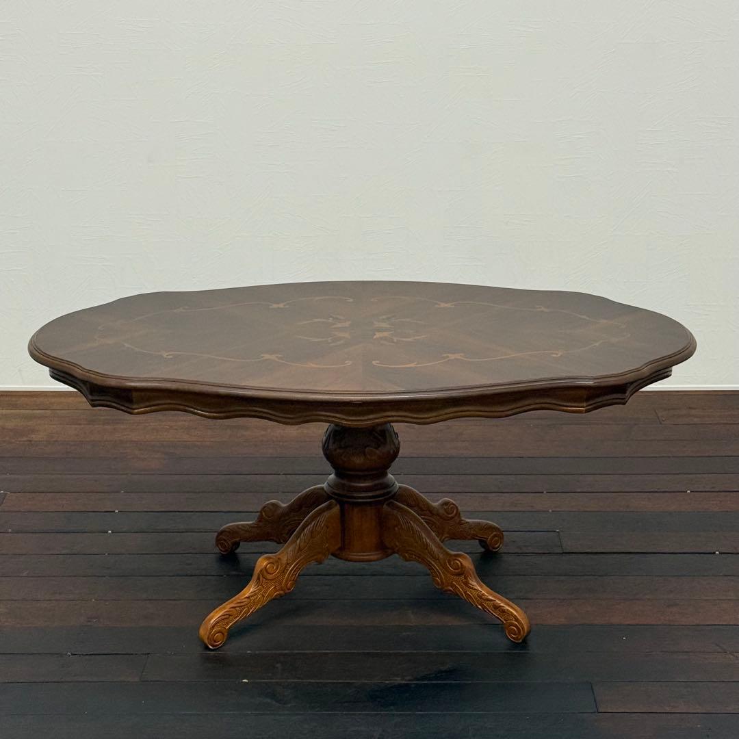 H110K29 イタリア製 象嵌細工 猫脚 センターテーブル