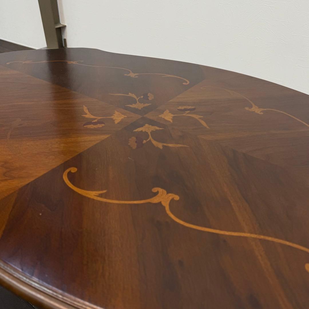 H110K29 イタリア製 象嵌細工 猫脚 センターテーブル