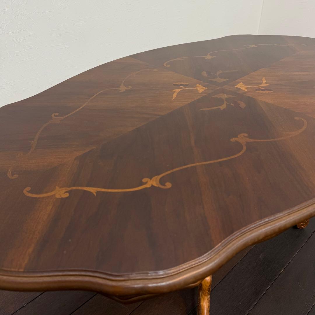 H110K29 イタリア製 象嵌細工 猫脚 センターテーブル