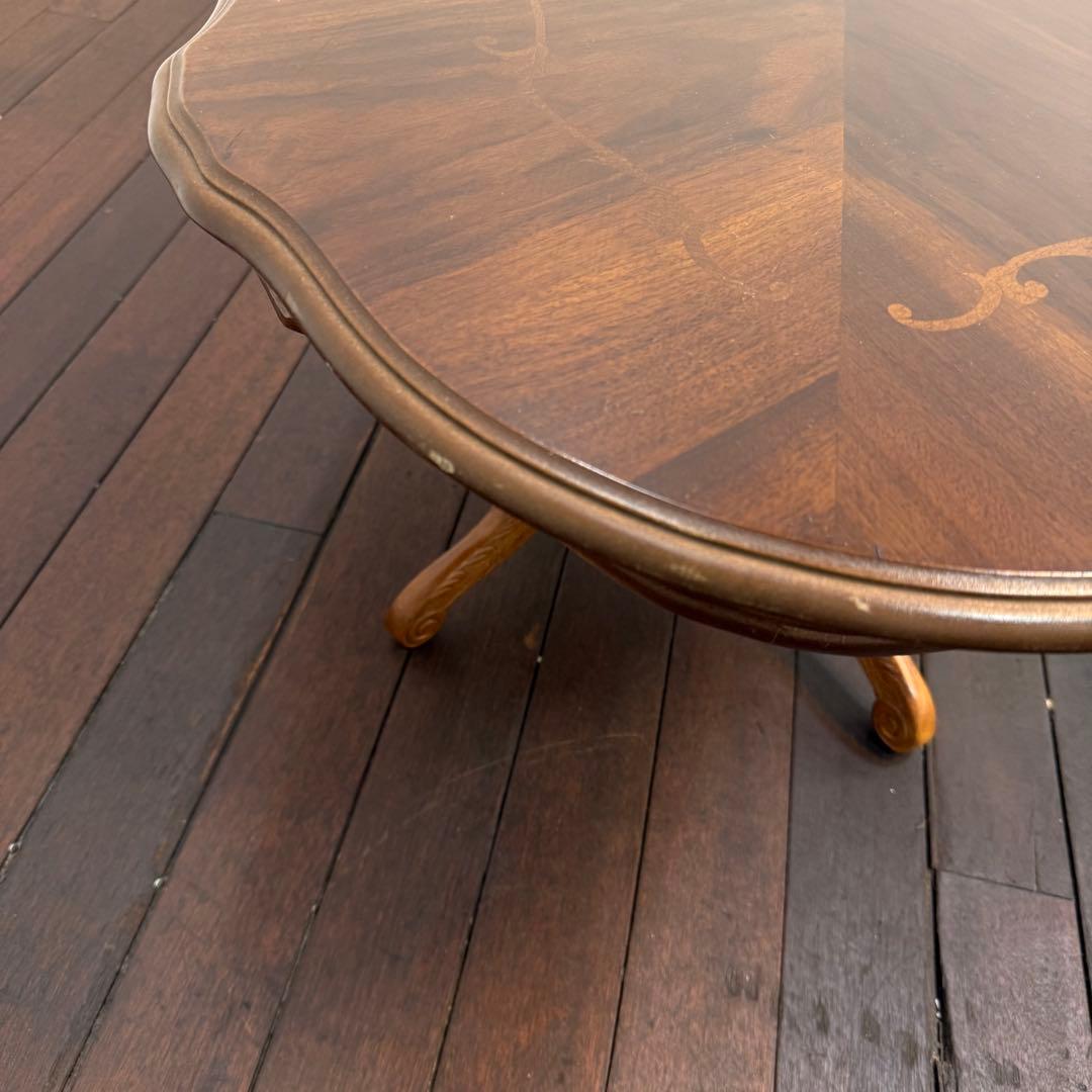 H110K29 イタリア製 象嵌細工 猫脚 センターテーブル