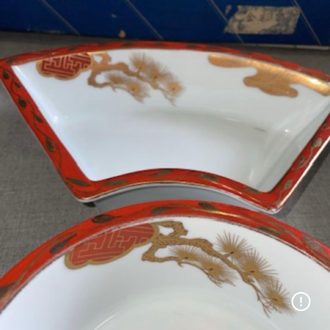 4点 金彩松 回転オードブル皿 日峰？作 小鉢 揃え 有田焼 会席