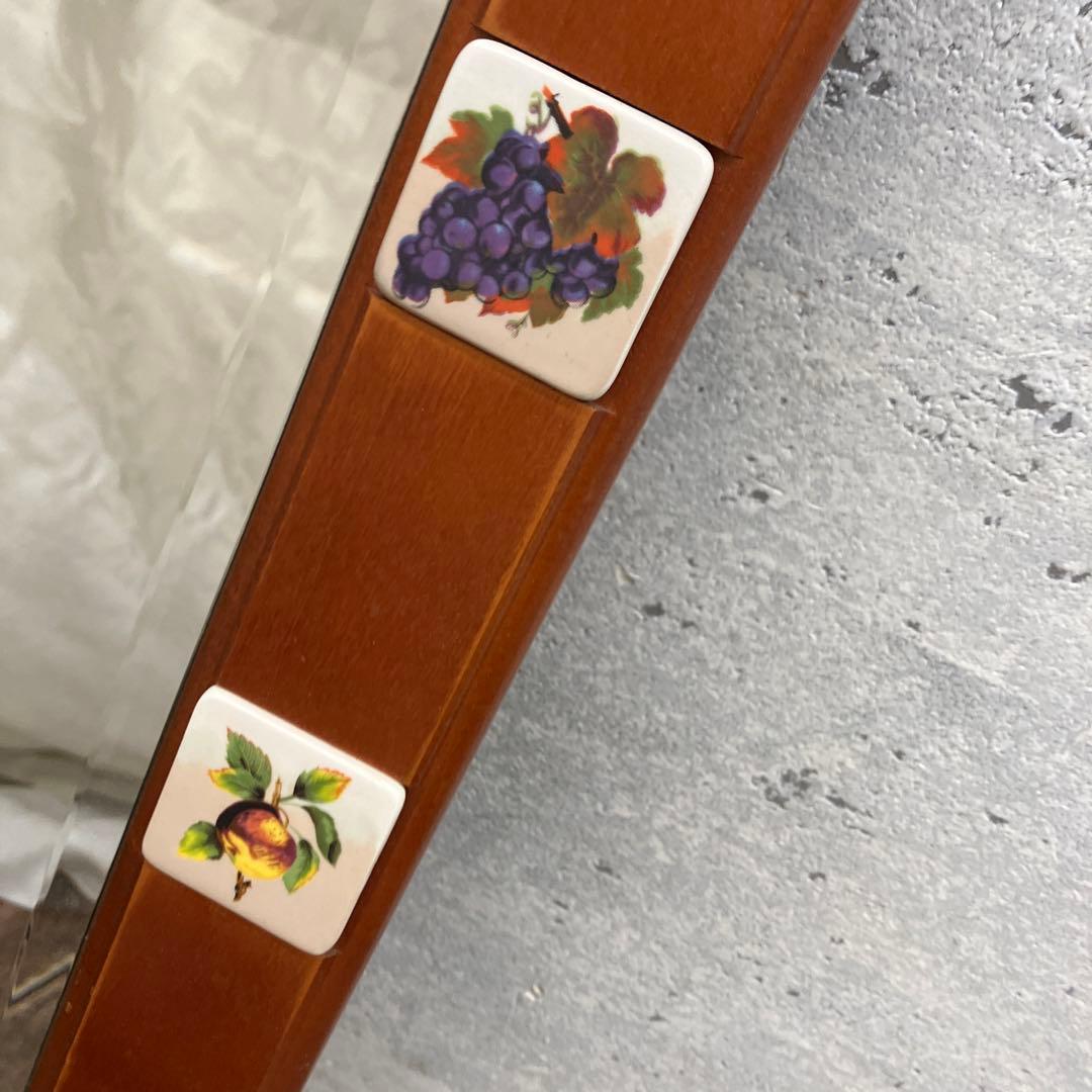 北欧レトロ タイル張り 果物 フルーツ 木製壁掛け鏡 ウォールミラー