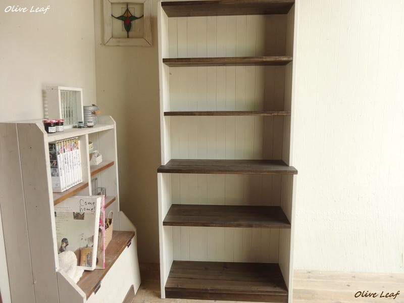 サイズ、デザインオーダー可！6段カップボードW64シャビーエスプレッソ●受注製作