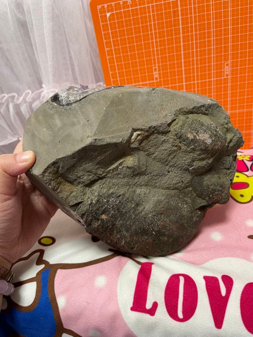 原石 天然石　浄化　ウルグアイ産アメジスト 紫水晶クラスター　ブラックトルマリン