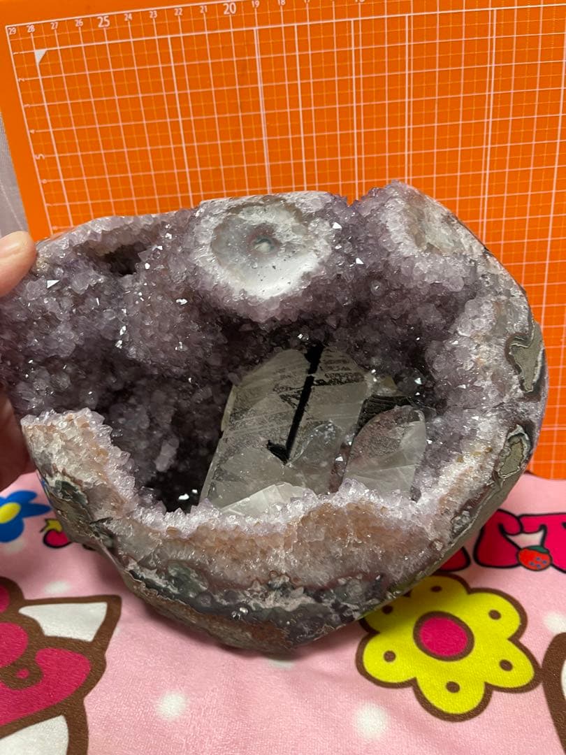 原石 天然石　浄化　ウルグアイ産アメジスト 紫水晶クラスター　ブラックトルマリン