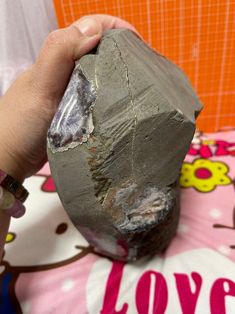 原石 天然石　浄化　ウルグアイ産アメジスト 紫水晶クラスター　ブラックトルマリン