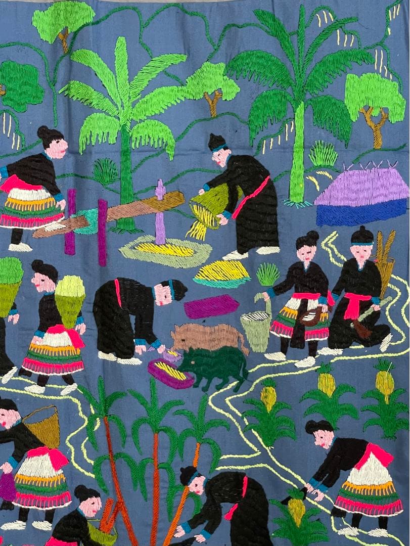 ラオス モン族 刺繍 壁掛け タペストリー 6