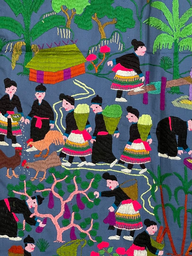 ラオス モン族 刺繍 壁掛け タペストリー 6