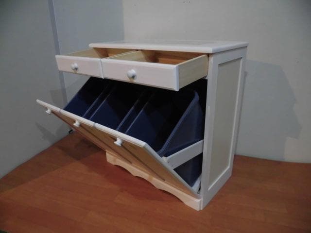 送料無料/アウトレット/新品★カントリー調★分別ダストボックス（3分別）ホワイト