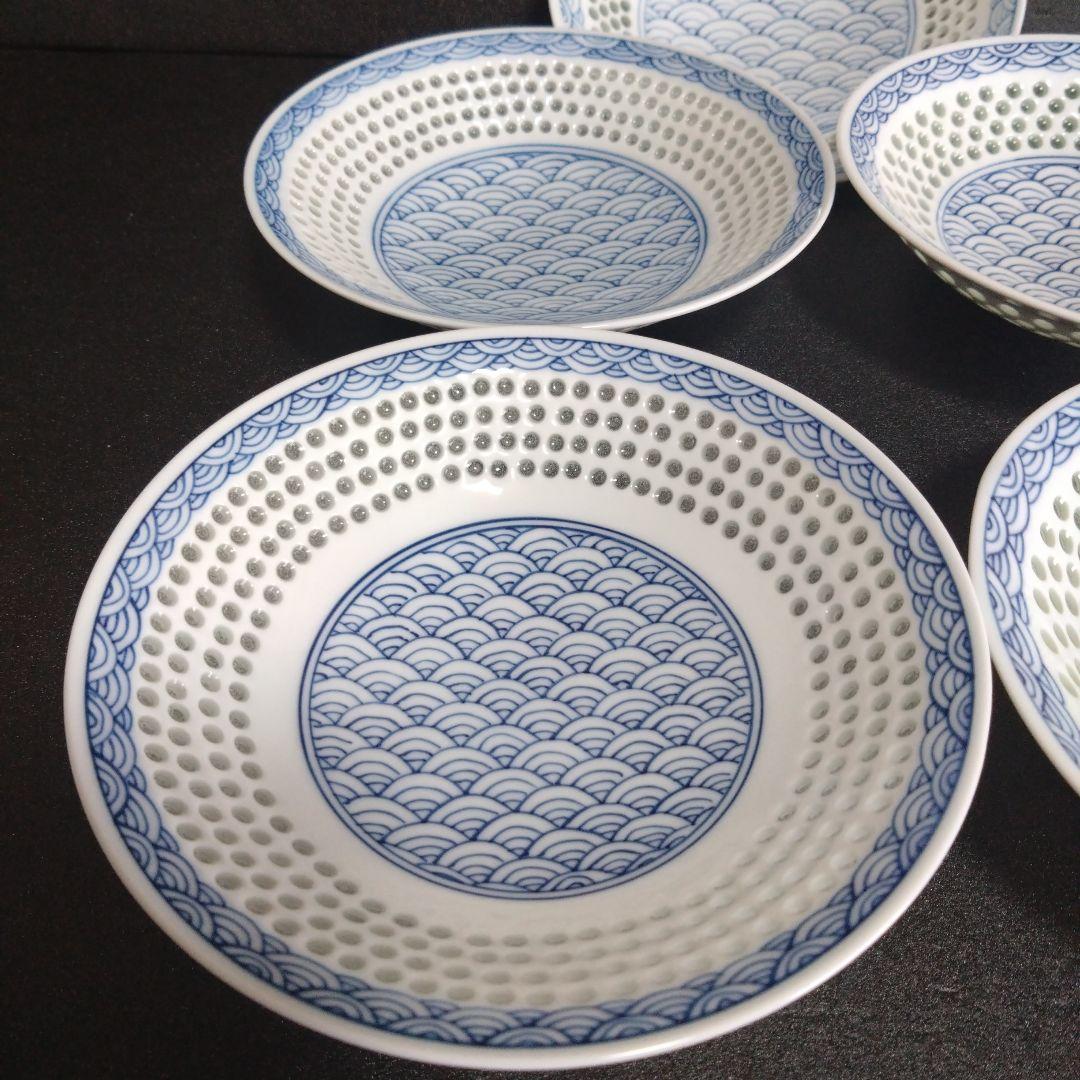 未使用 波佐見焼 丹心窯 青波 銘々皿5枚　お祝い　TANSHIN