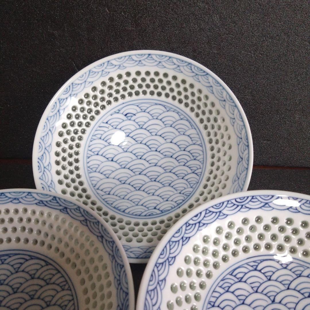 未使用 波佐見焼 丹心窯 青波 銘々皿5枚　お祝い　TANSHIN