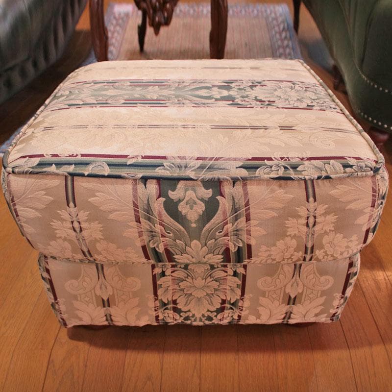 クラシック 花柄×ストライプ アメリカン ファブリックオットマン 622-004