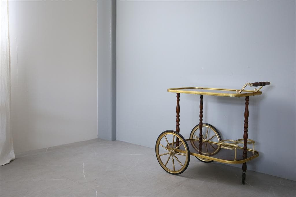 フランスアンティークキッチンワゴン/トロリー/サイドテーブル/台車(92-210