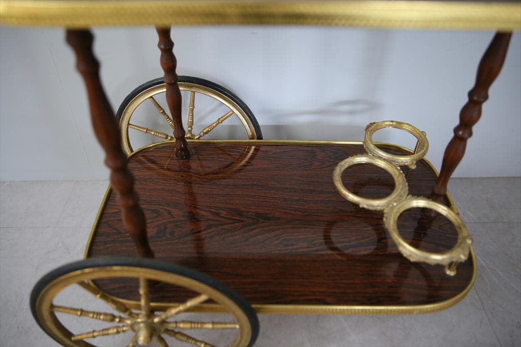 フランスアンティークキッチンワゴン/トロリー/サイドテーブル/台車(92-210