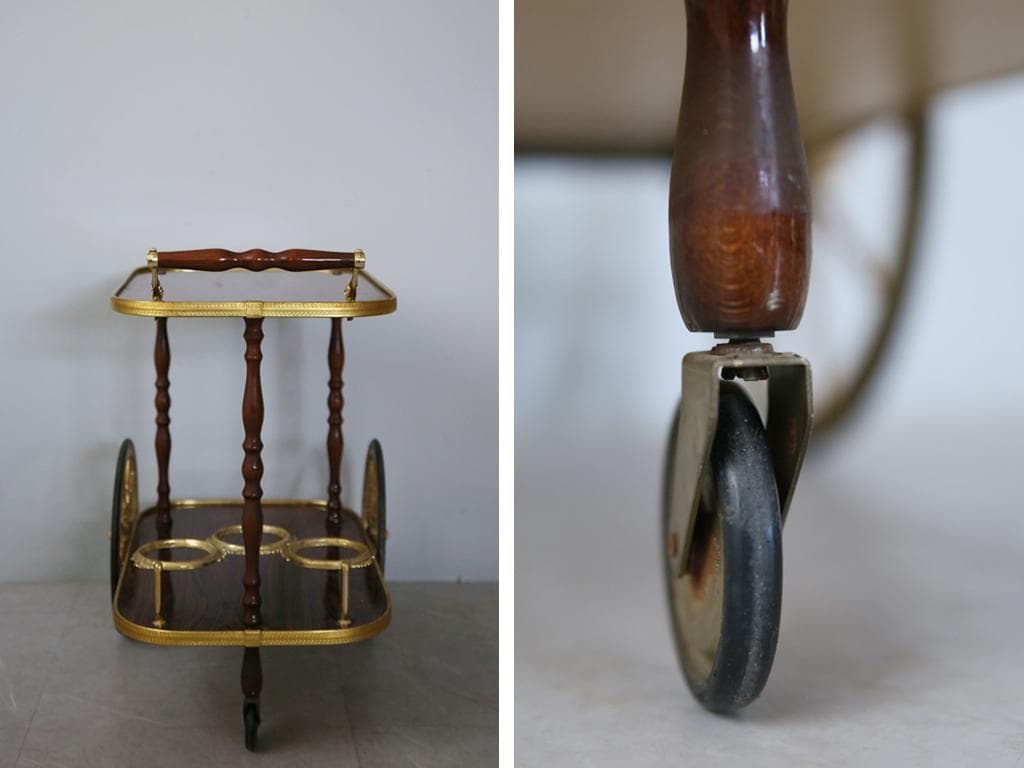 フランスアンティークキッチンワゴン/トロリー/サイドテーブル/台車(92-210