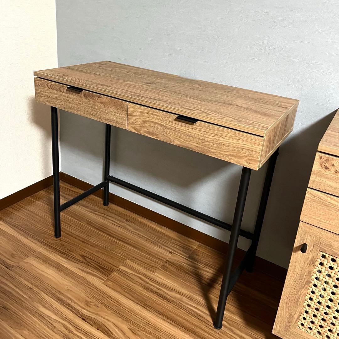 【送料込】LOWYA デスク 幅85cm 木目調 たのメル便