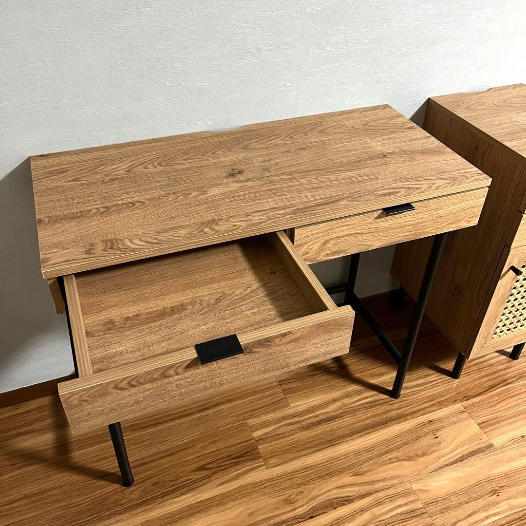 【送料込】LOWYA デスク 幅85cm 木目調 たのメル便