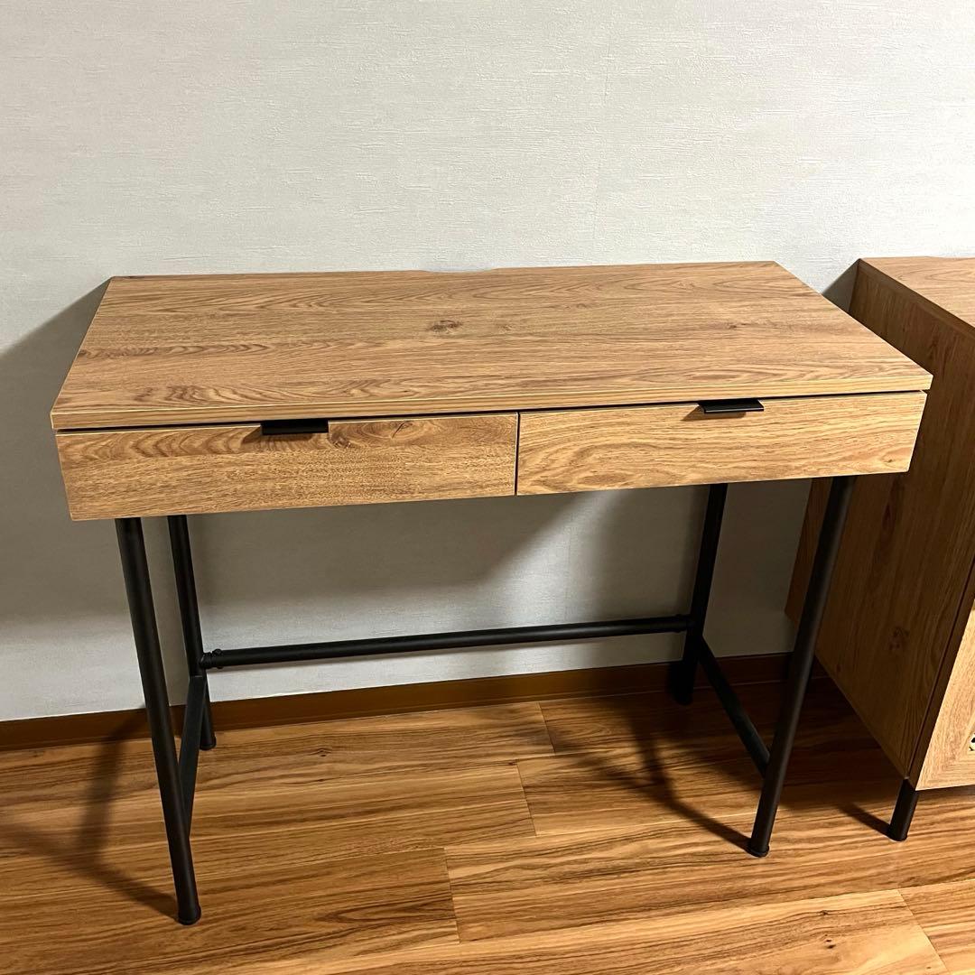 【送料込】LOWYA デスク 幅85cm 木目調 たのメル便