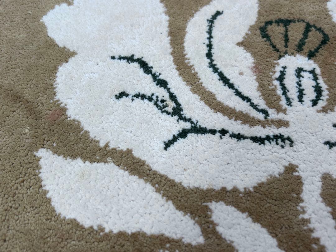 鍋島緞通 新鍋島 吉島敷物 座布団 牡丹B-1 金茶地　-350-