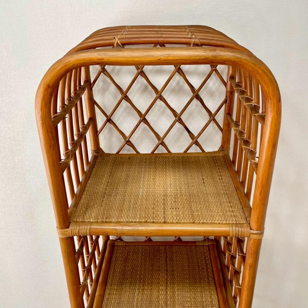ヴィンテージ ラタンラック オープンラック 籐家具 収納 ナチュラル ビンテージ