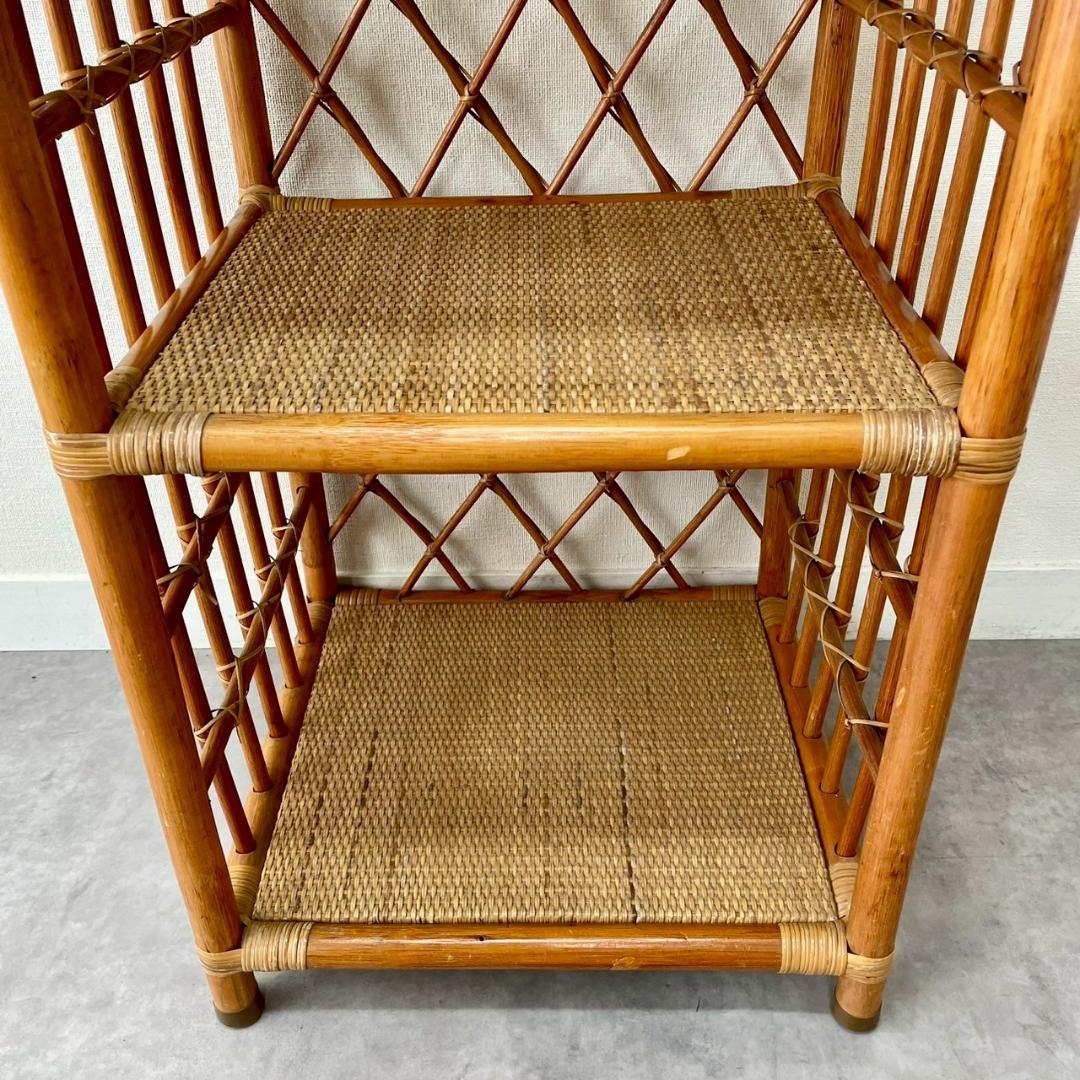 ヴィンテージ ラタンラック オープンラック 籐家具 収納 ナチュラル ビンテージ