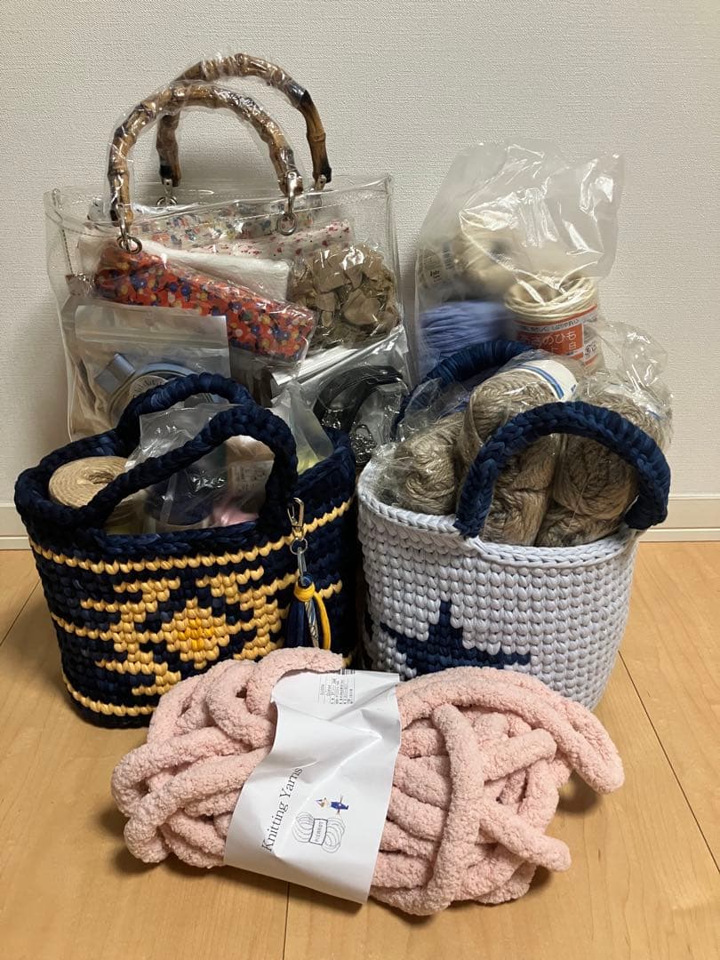 手芸材料セット 毛糸 バッグ用ストラップ 金具