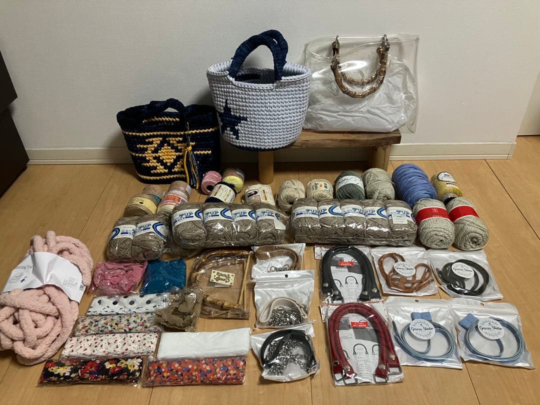 手芸材料セット 毛糸 バッグ用ストラップ 金具