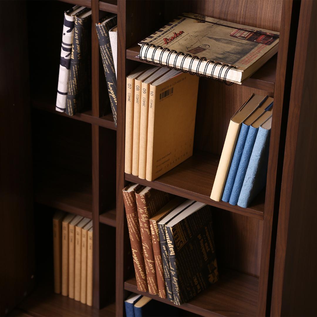 ダブルスライド収納棚 W90 ミディアムブラウン