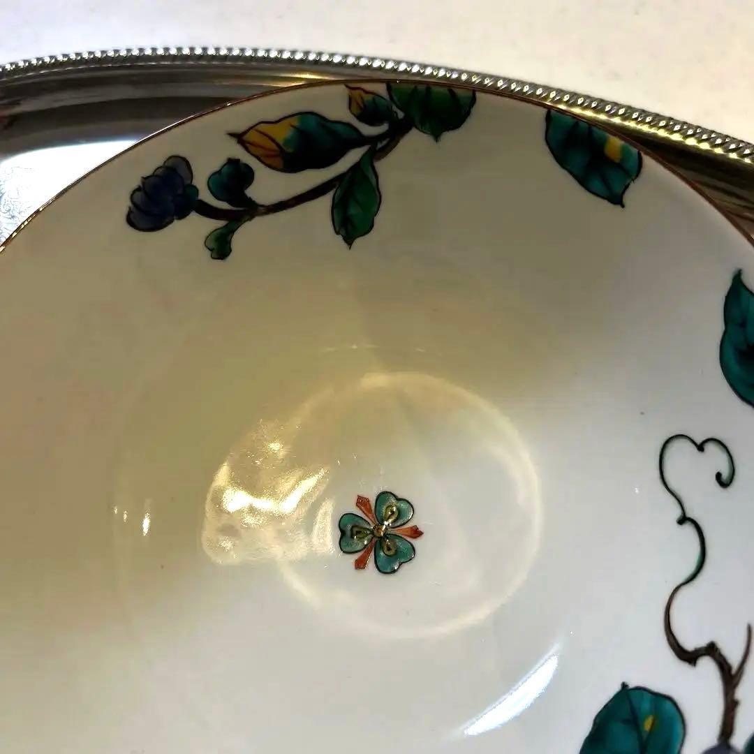 希少　三代　三ツ井為吉　九谷焼　色絵鉄線 花　18センチ　鉢　盛鉢　名工　鉄線